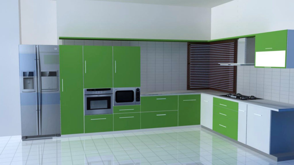 Сочетание цветов интерьер кухни зеленый и белый