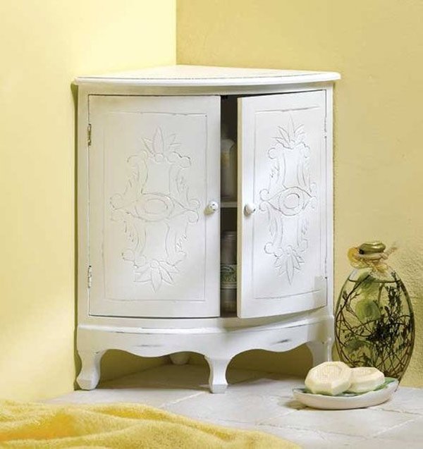 white corner cabinet