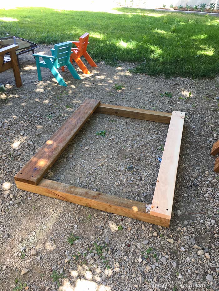 Even though our yard is small, we decided we still needed a DIY playhouse. Check out how we built the small playhouse for our kids, on a budget, starting with the deck. This project was so easy and now we can see the playhouse starting to take shape. Housefulofhandmade.com 