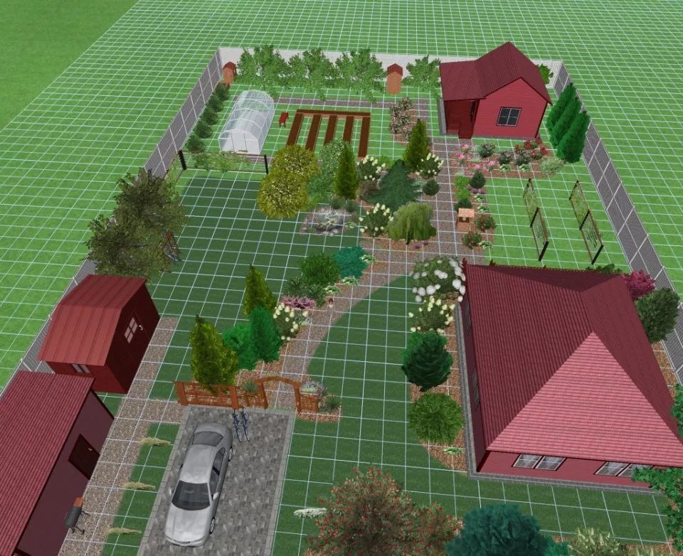 Дизайн участка 5 соток с домом и баней и огородом фото