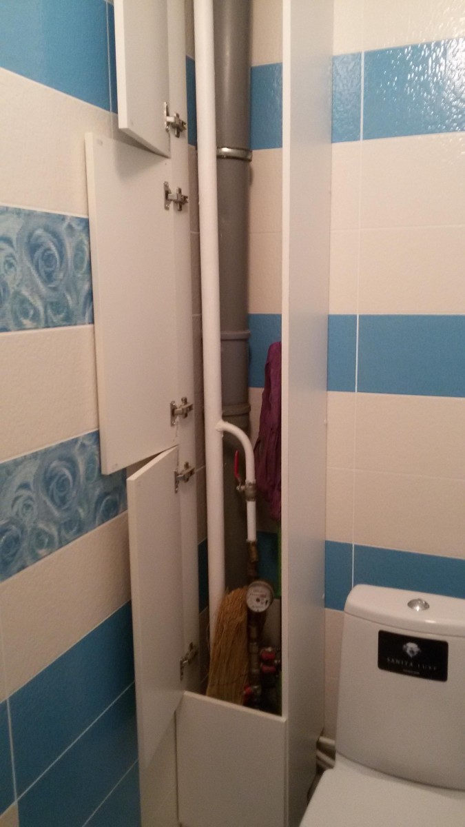 Трубы в шкаф в ванной