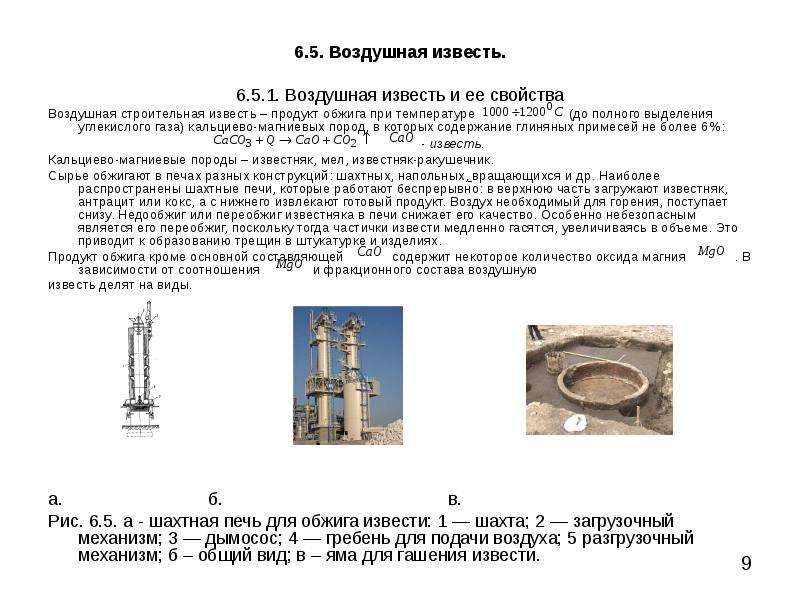 Обжигом известняков получается