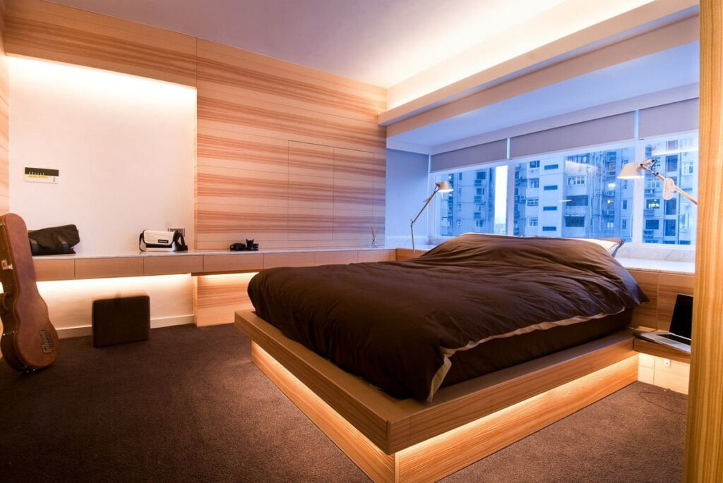 кровать-подиум с подстветкой